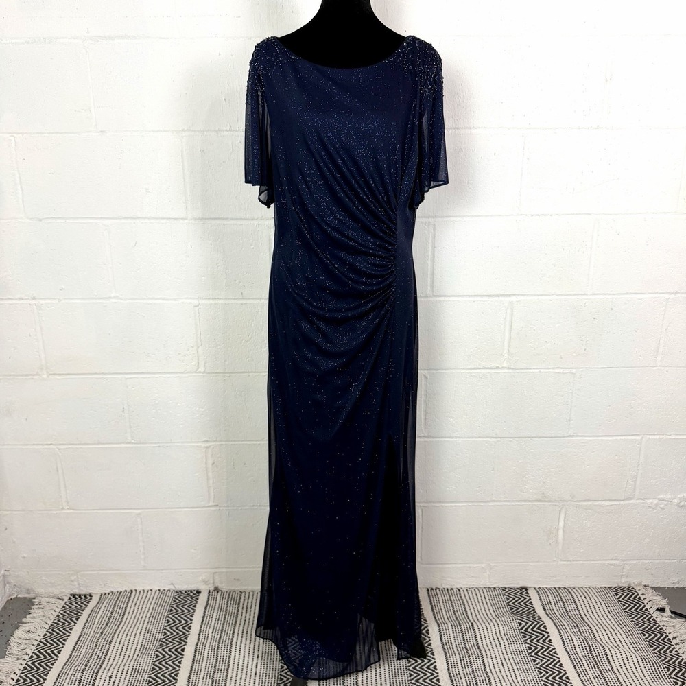 Ignite Evenings Formal Dress Blue Shimmer Sequins Gala Mother of Bride/Groom 16P